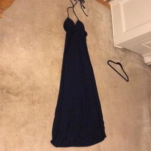 Navy halter maxi dress